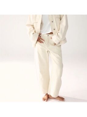 Parke Horseshoe Barrel Jeans in Cream size 28